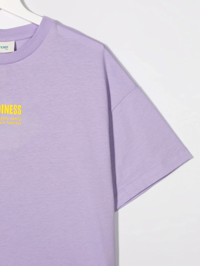 Shop Fendi Teen Graphic-print Cotton T-shirt In Purple