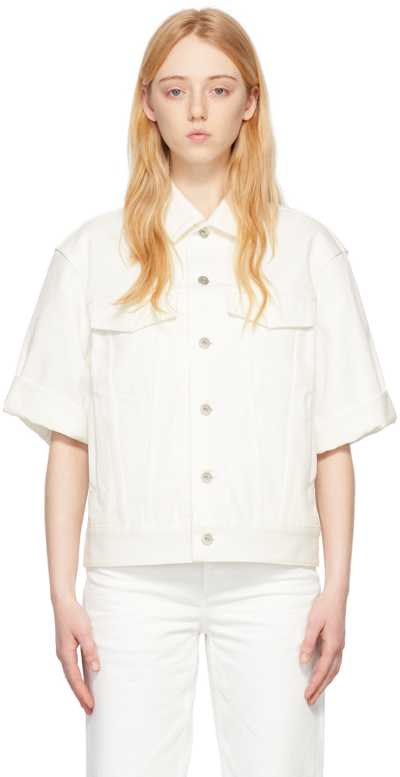 Shop Jil Sander White Short Sleeve Denim Jacket In 102 Natural