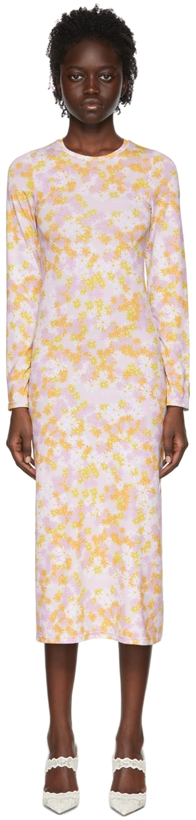Rokh Pink Polyester Mid-length Dress In 56multifloral