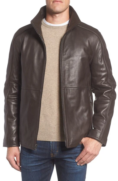 Shop Marc New York Hartz Leather Jacket With Quilted Bib In Espresso