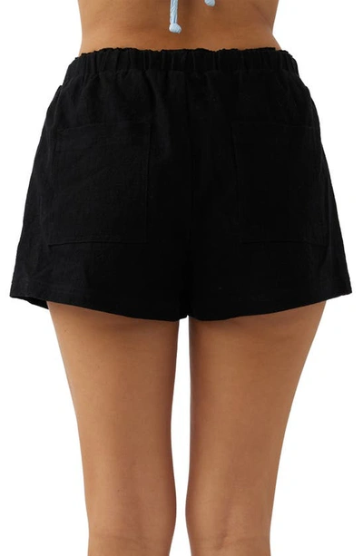 O'neill Carlene Paperbag Waist Linen & Cotton Shorts In Black