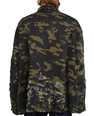 Shop Balenciaga Camouflage Army Jacket In Khaki