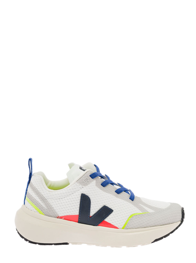 Shop Veja Boys Canary Recycled Fabric Sneakers In White