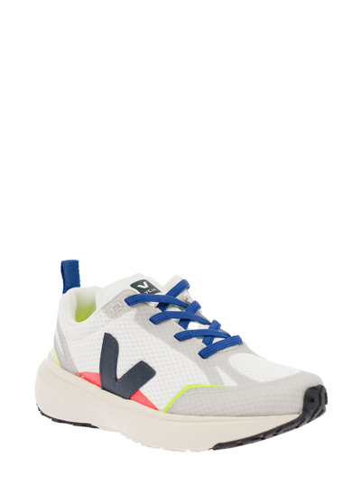 Shop Veja Boys Canary Recycled Fabric Sneakers In White