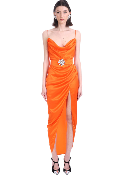 Shop Alessandra Rich Dress In Orange Silk