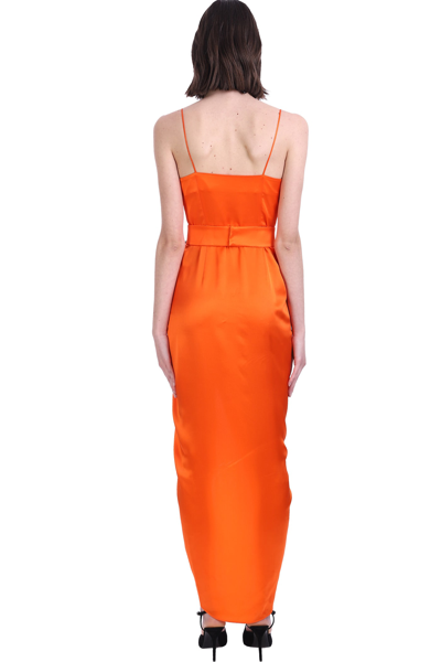 Shop Alessandra Rich Dress In Orange Silk