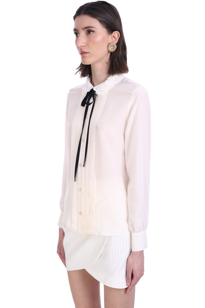Shop Alessandra Rich Blouse In Beige Silk
