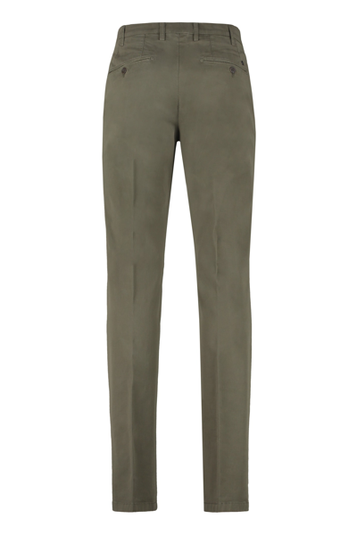 Shop Canali Cotton Chino Trousers In Green