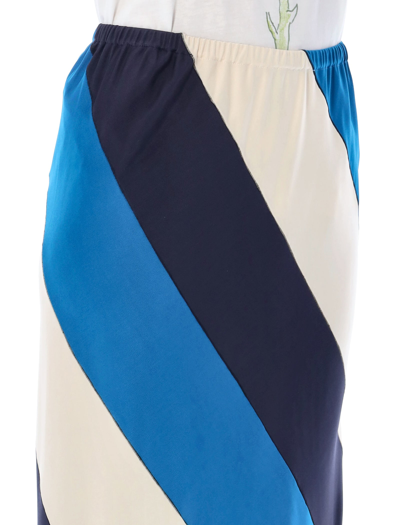 Shop Marni Striped Asymmetric Skirt In Blue Stripes