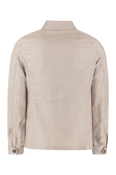 Shop Canali Wool Blend Single-breast Jacket In Beige