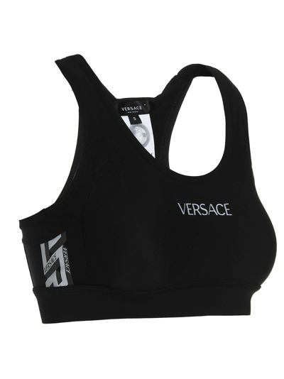 Shop Versace Sport Bra In Black