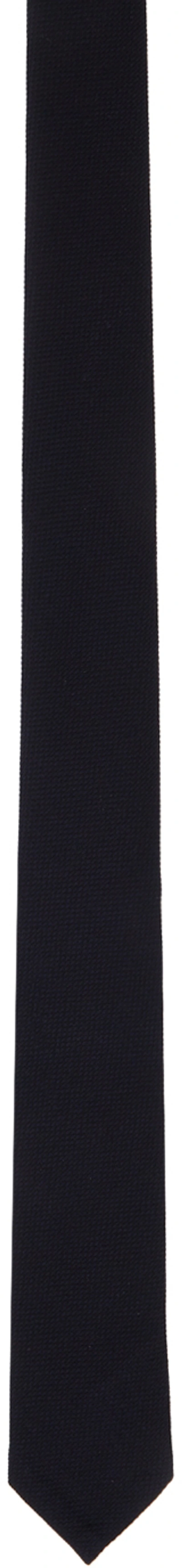 Shop Thom Browne Navy Wool Tie In 415 Navy