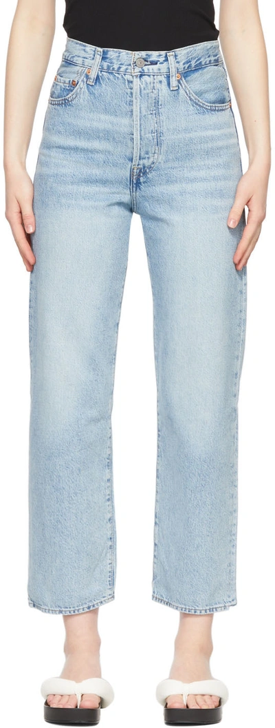 Shop Levi's Blue Ribcage Straight Ankle Jeans In Middle Road