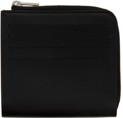 Shop Jil Sander Black Leather Card Wallet In 001 - Black