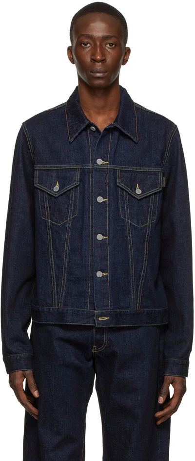 Shop Yohji Yamamoto Navy Denim Jacket In Indigo