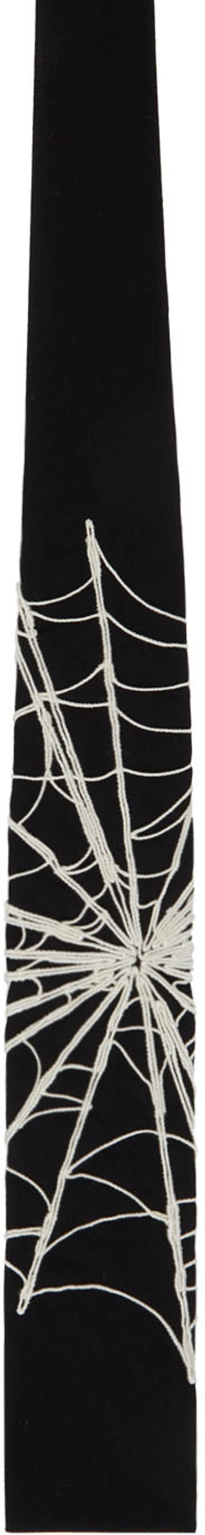 Shop Yohji Yamamoto Black Wool Tie In Black/white