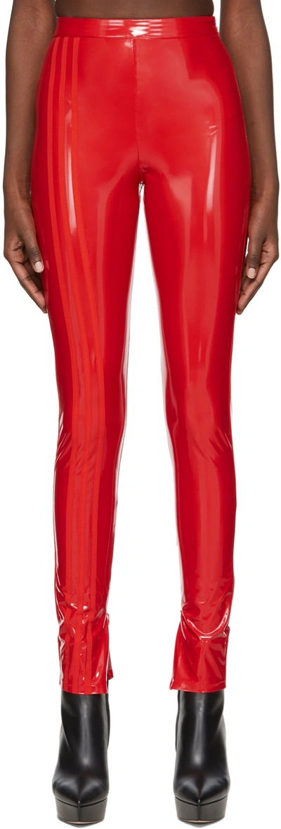 Shop Adidas X Ivy Park Red Faux-latex Trousers