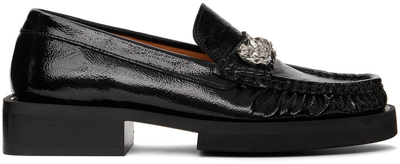 Shop Ganni Black Leather Loafers In 099 Black