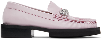 Shop Ganni Pink Faux-leather Loafers In 500 Pale Lilac