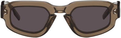 Shop Mcq By Alexander Mcqueen Brown Rectangular Sunglasses In 003 Brown