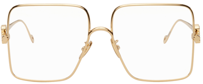 Shop Loewe Gold Oversized Hexagonal Glasses In 030 Shiny Endura Gol