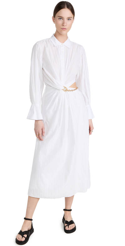 Shop Jonathan Simkhai Fraya Plisse Poplin Dress In White