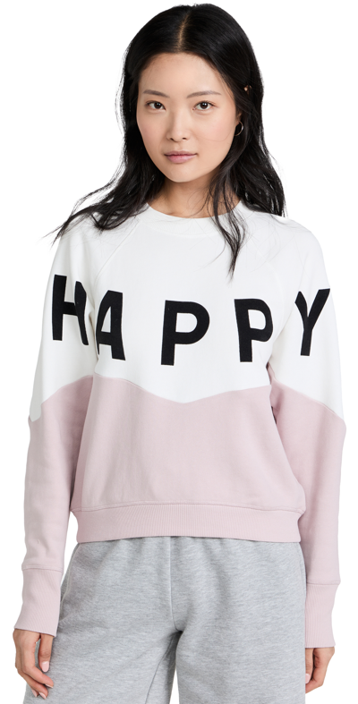 Shop Spiritual Gangster Happy Bridget Raglan Pullover Sweatshirt In Stone/rose Quartz