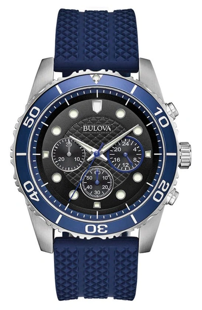 Shop Bulova Sport Chronograph Black Dial Watch, 43mm In Blue
