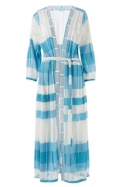 Shop Melissa Odabash Drew Stripe Cover-up Dress In Blue Knit