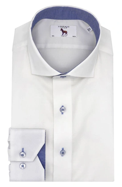 Shop Lorenzo Uomo Stretch Cotton Dress Shirt In Off White