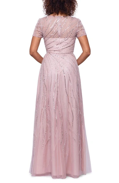 Shop Xscape Bead & Sequin Fit & Flare Gown In Blush