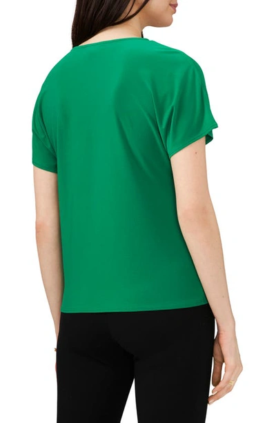 Chaus V-neck Tie Front Top In Green