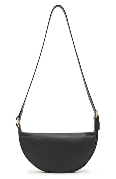 Shop Allsaints Half Moon Leather Crossbody Bag In Black