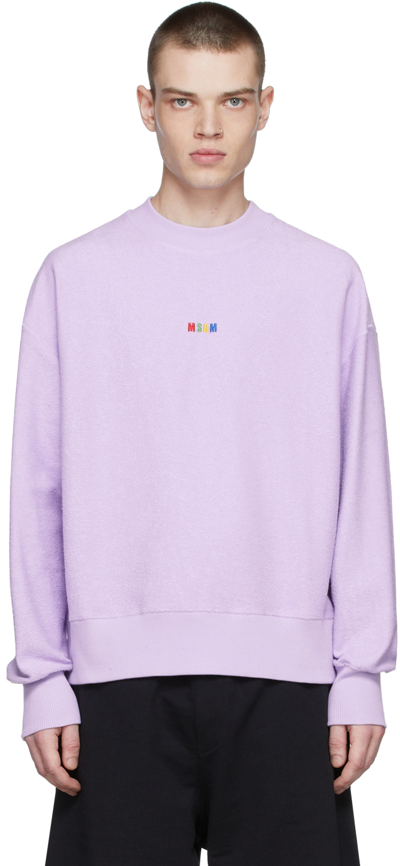 Shop Msgm Purple Cotton Sweatshirt In 70 Lilac