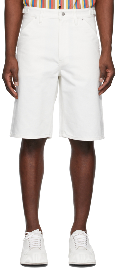 Shop Jil Sander White Denim Shorts In 102 - Natural