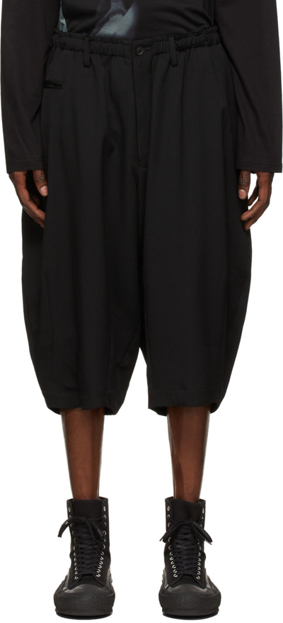 Shop Yohji Yamamoto Black Wool Shorts