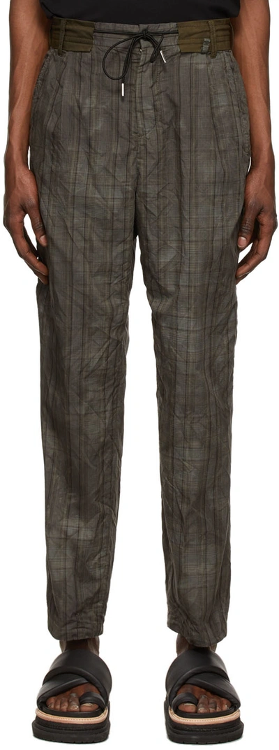 Shop Sacai Grey Glencheck Trousers In 301 Gray
