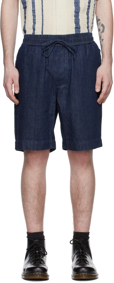 Shop Ymc You Must Create Indigo Jay Shorts In 40-indigo