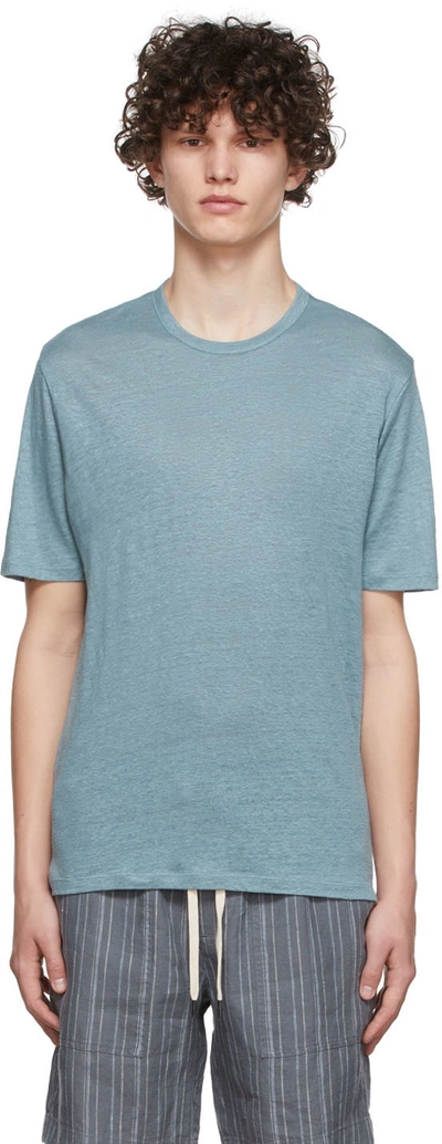 Shop Vince Blue Linen T-shirt In Highwater-465hiw