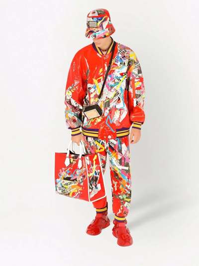 Dolce & Gabbana Men's Color Dripping Bomber Jacket In Orange