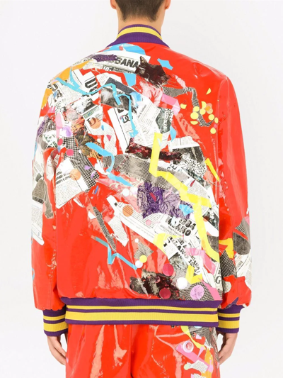 Dolce & Gabbana Men's Color Dripping Bomber Jacket In Orange