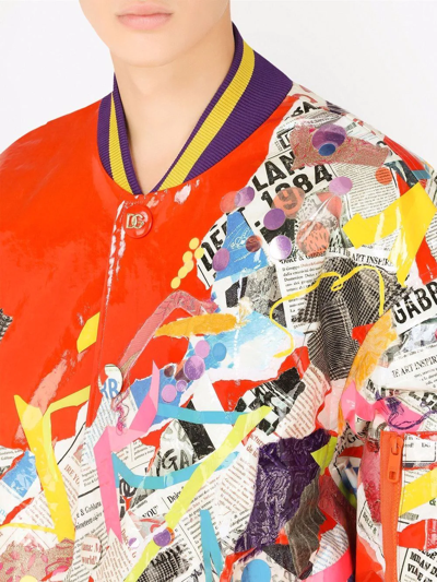 Dolce & Gabbana Men's Color Dripping Bomber Jacket In Orange