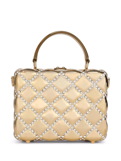 Shop Dolce & Gabbana Dolce Box Rhinestone-embellished Top-handle Bag In Gold