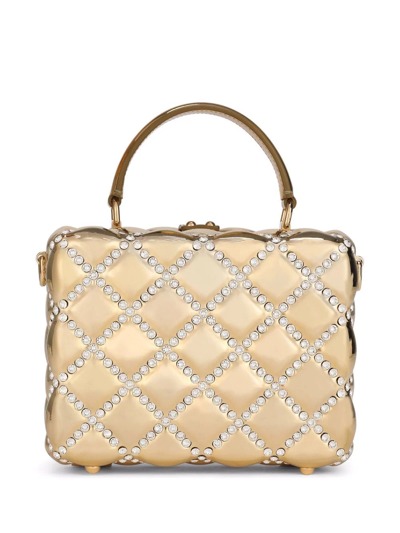 Dolce & Gabbana Dolce Box Rhinestone Top-handle Bag In Gold