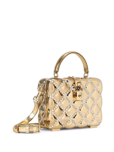 Shop Dolce & Gabbana Dolce Box Rhinestone-embellished Top-handle Bag In Gold