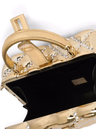 Dolce & Gabbana Dolce Box Rhinestone Top-handle Bag In Gold