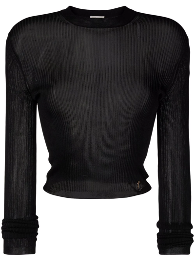 Shop Saint Laurent Ribbed Knit Jumper In Black
