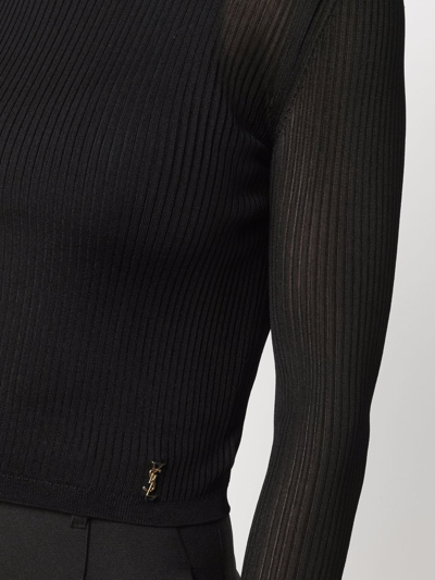 Shop Saint Laurent Ribbed Knit Jumper In Black