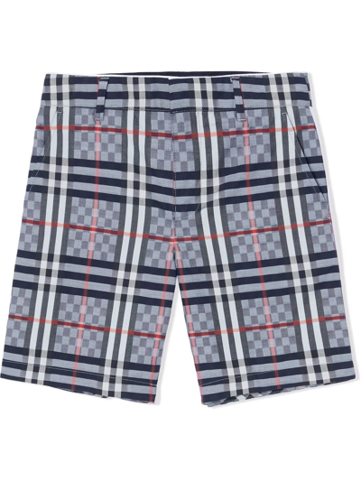 Shop Burberry Check-print Tailored Shorts In Blue