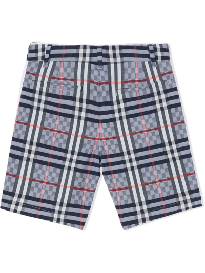 Shop Burberry Check-print Tailored Shorts In Blue